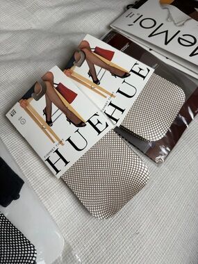 HUE Nude and Black Fishnet Tight